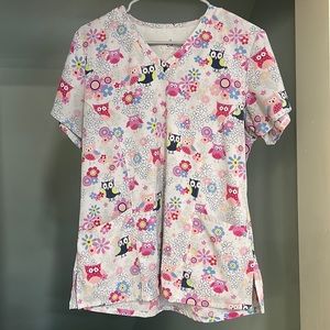 Medium Scrub Top - Owls